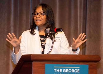Dr. Karen Wright addresses graduates at Convocation